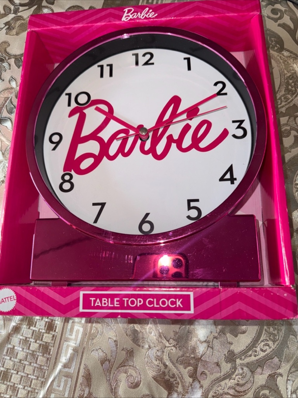 Barbie Hot Pink and White Table Clock
